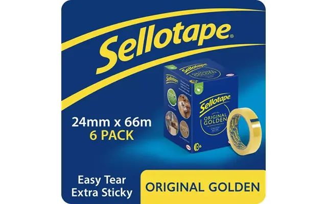 Sellotape Original Golden Tape Easy Tear Extra Sticky 24mm X 66m 12 X 6 Rolls Pack 72 - 2974501 12x6