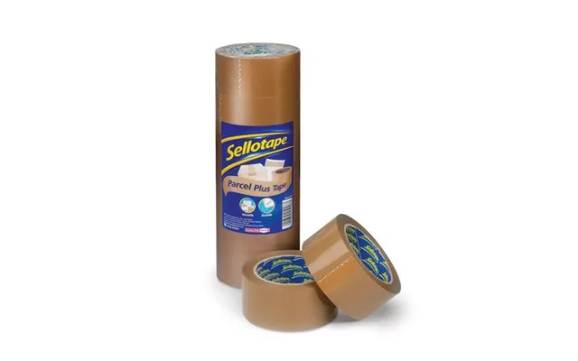 Sellotape Parcel Plus Polypropylene Waterproof Extra Strong Buff Packaging Tape 50mm X 66m Brown Pack 6 - 2862930