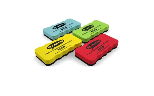 Show-me Magnetic Whiteboard Erasers Assorted Colours Pack 4 - Mwe4