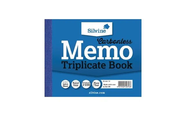 Silvine 102x127mm Triplicate Memo Book Carbonless Ruled 1-100 Taped Cloth Binding 100 Sets Pack 5 - 707
