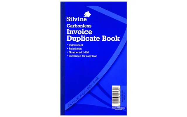 Silvine 210x127mm Duplicate Invoice Book Carbonless Ruled 1-100 Taped Cloth Binding 100 Sets Pack 6 - 711