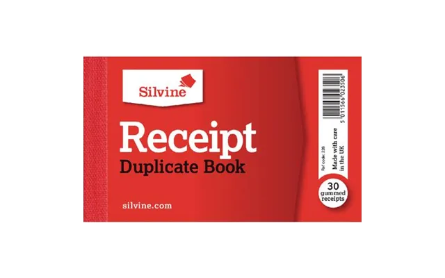 Silvine 63x106mm Duplicate Receipt Book Carbon Gummed Taped Cloth Binding 30 Sets Pack 36 - 228