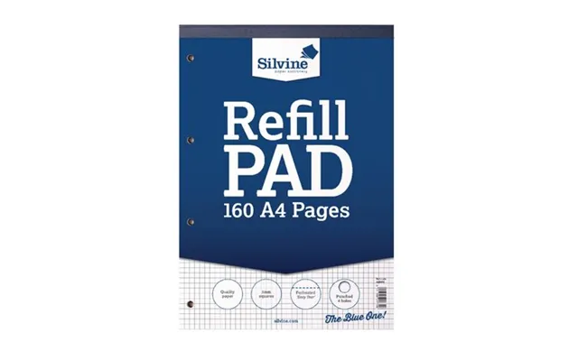 Silvine A4 Refill Pad 5mm Quadrille Squares 160 Pages Blue White Pack 6 - A4rpx