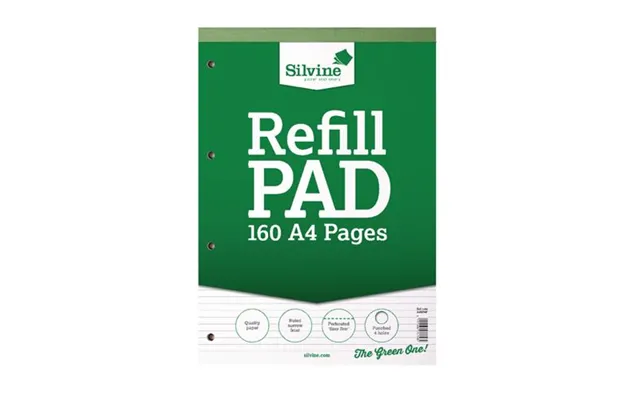Silvine A4 Refill Pad Narrow Ruled 160 Pages Green Pack 6 - A4rpnf