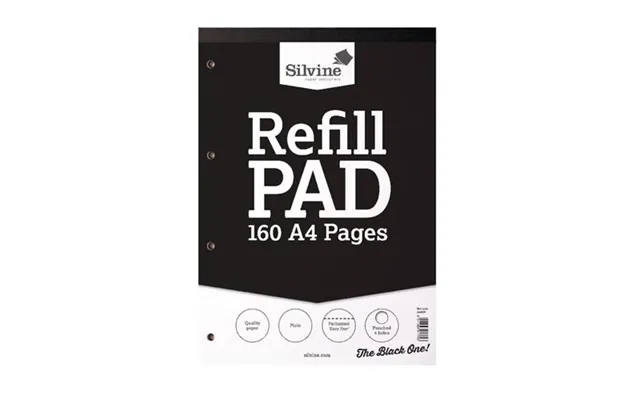 Silvine A4 Refill Pad Plain 160 Pages Black Pack 6 - A4rpp