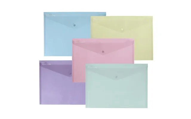 Snopake Reborn A4 Polyfile Popper Wallet With Press-stud Closure Pastel Pack 5 - 15912