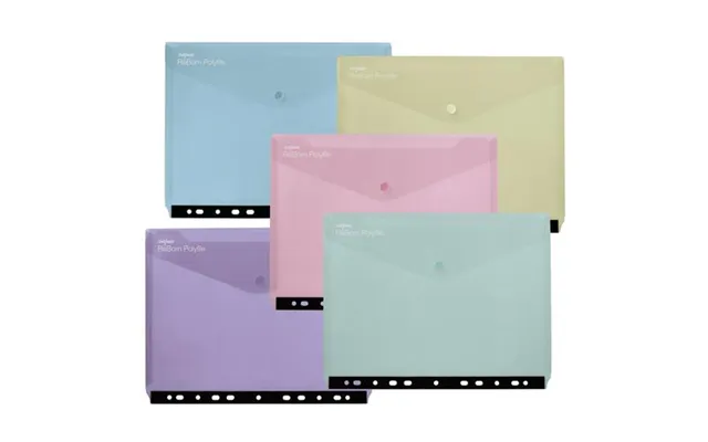 Snopake Reborn A4 Polyfile Ringbinder Popper Wallet With Press-stud Closure Pastel Pack 5 - 15916
