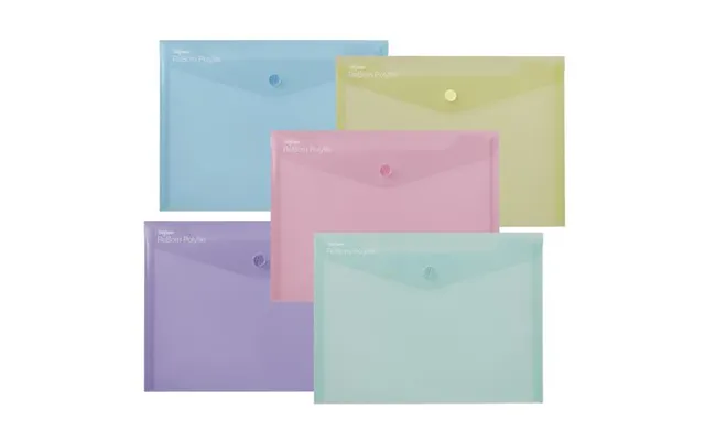 Snopake Reborn A5 Polyfile Popper Wallet With Press-stud Closure Pastel Pack 5 - 15910