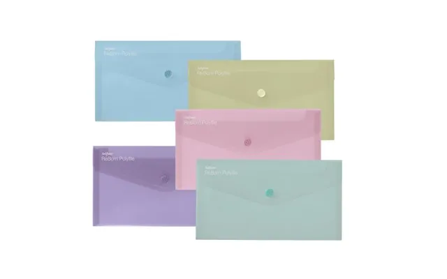 Snopake Reborn Dl Polyfile Popper Wallet With Press-stud Closure Pastel Pack 5 - 15908