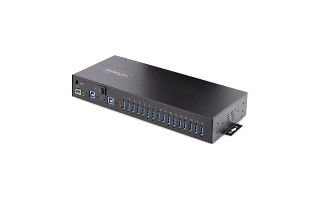 Startech.com 16-port Industrial Usb 3.0 Hub 5gbps Metal Din Surface Rack Mountable Esd Protection Terminal Block Power U