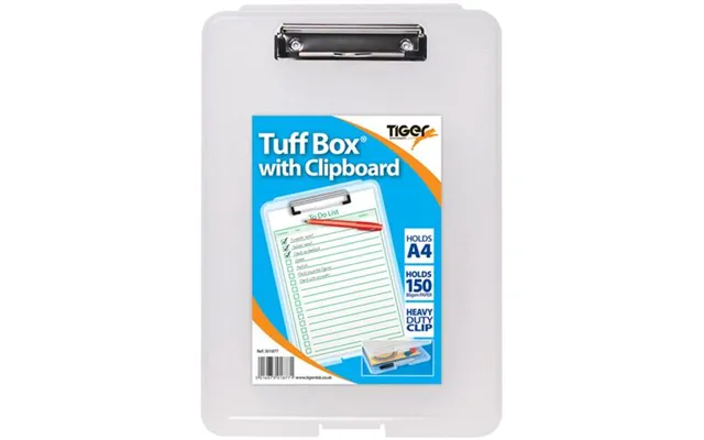 Tiger Tuff Box With Clipboard Polypropylene A4 Clear - 301877