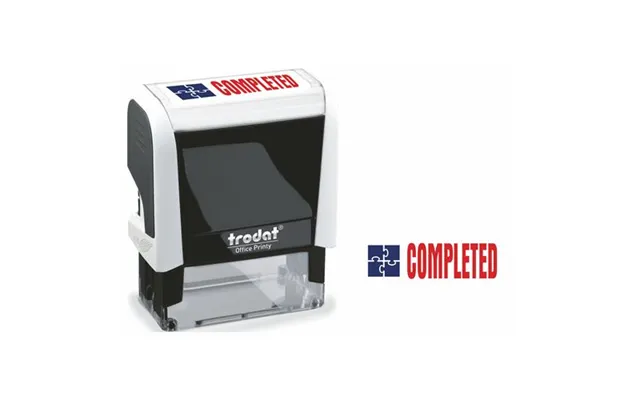 Trodat Office Printy 4912 Self Inking Word Stamp Completed 46x18mm Blue Red Ink - 77296