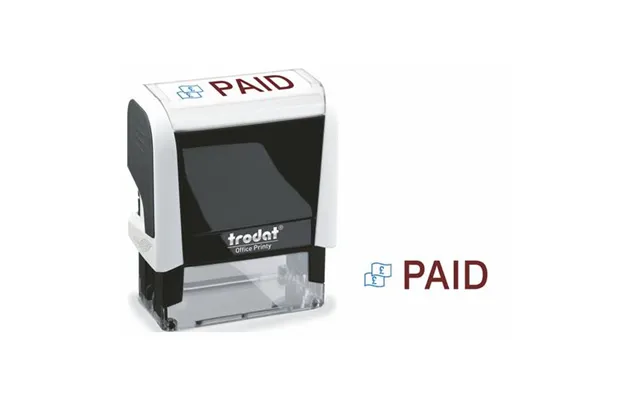 Trodat Office Printy 4912 Self Inking Word Stamp Paid 46x18mm Blue Red Ink - 77302