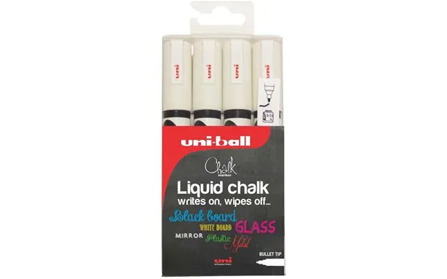 Uni Chalk Marker Bullet Tip Medium White Pack 4 - 153494342