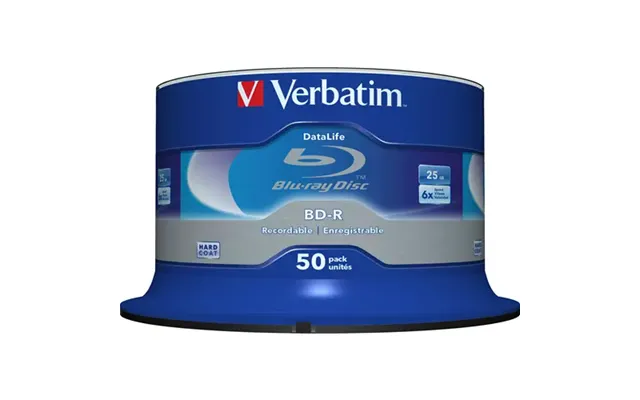 Verbatim Datalife 6x. Type Bd-r Native Capacity 25 Gb Wavelength 405 Nm