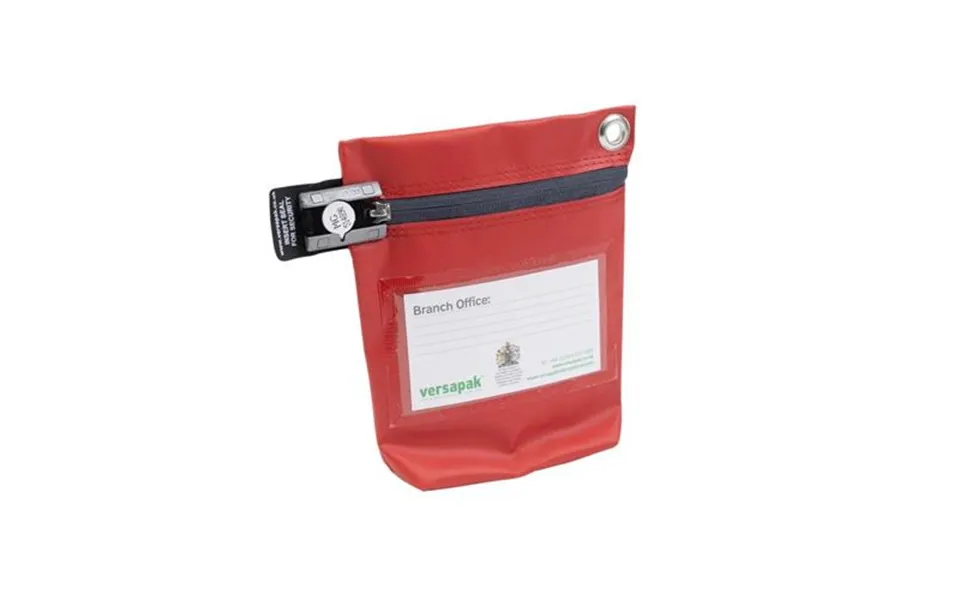 Versapak Reusable Secure Cash Bag With Button Seal Locking Mechanism Small 182x178x50mm Opening Size 110mm Red - Ccb0-rd