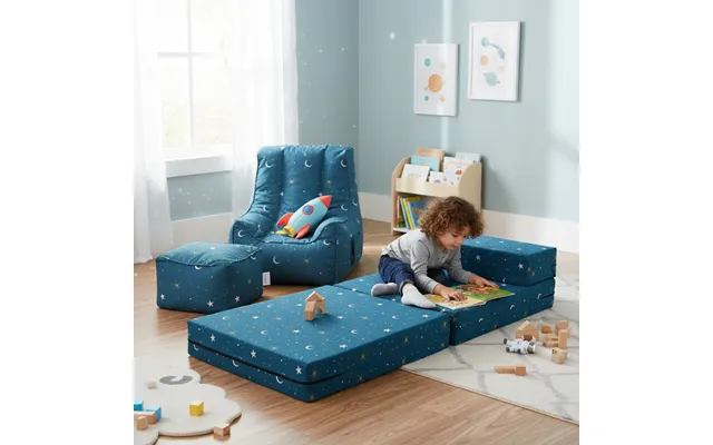 Child's Z Bed And Bean Bag Chair With Footstool - Moonlight product image