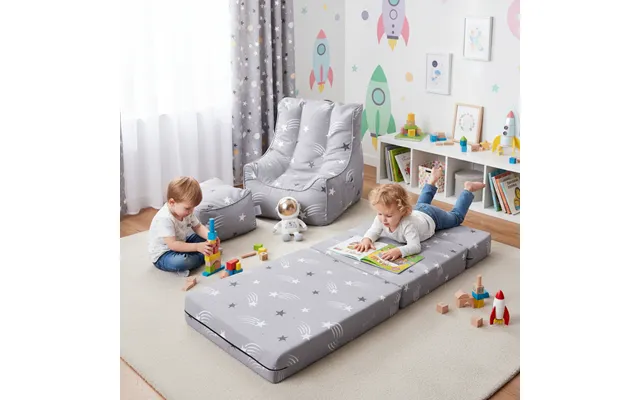 Child's Z Bed And Bean Bag Chair With Footstool - Shooting Stars product image