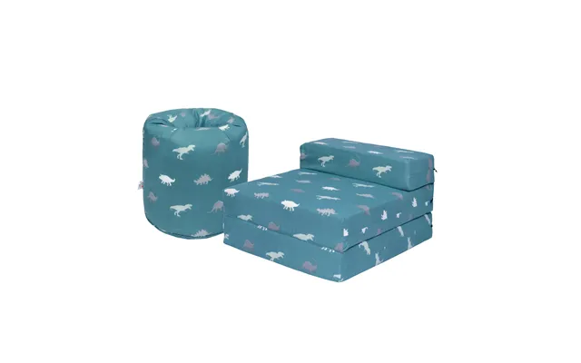 Kids Bean Bag And Folding Z Bed Printed Toddler Beanbag Chair And Guest Mattress - Rex