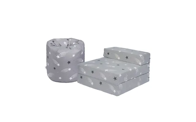 Kids Bean Bag And Folding Z Bed Printed Toddler Beanbag Chair And Guest Mattress - Shooting Stars