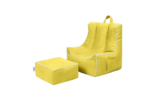 Kids Bean Bag Armchair With Footstool Indoor Beanbag Chair Gaming Kids Pouffes - Lemon Spice