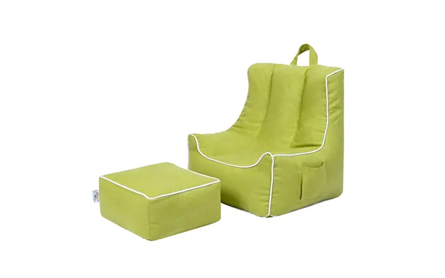 Kids Bean Bag Armchair With Footstool Indoor Beanbag Chair Gaming Kids Pouffes - Lime