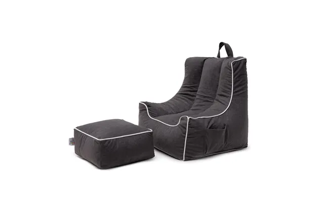Kids Bean Bag Armchair With Footstool Indoor Beanbag Chair Gaming Kids Pouffes - Verona Grey