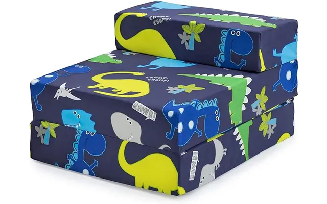 Kids Z Bed Kids Foldable Sofa Bed Guest Mattress Printed Chair Bed - Dino Dark