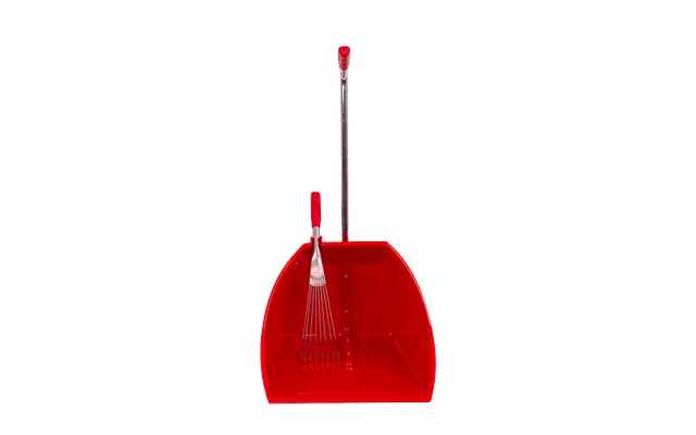 Big Tidee With Short Metal Rake High Capacity Scoop And Rake Cleaning Set - Red