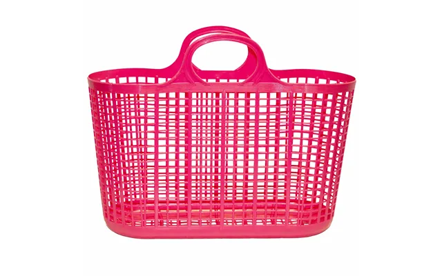 Cesto Shopping Tote Vintage Style Plastic Carry Bag For Shopping And Storage - Pink