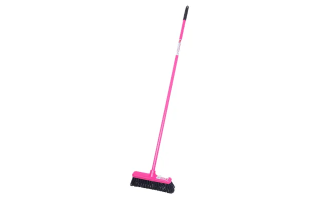 Gorilla Broom With Hard Bristle 30cm Head Heavy Duty Compact Cleaning Broom - Pink