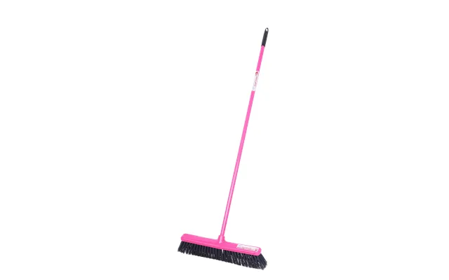 Gorilla Broom With Hard Bristle 50cm Head Heavy Duty Wide Cleaning Broom - Pink