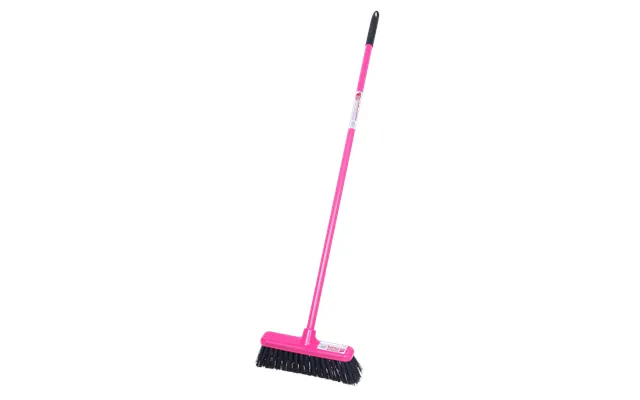 Small Gorilla Broom With Hard Bristle 30cm Head Compact Heavy Duty Cleaning Broom - Pink