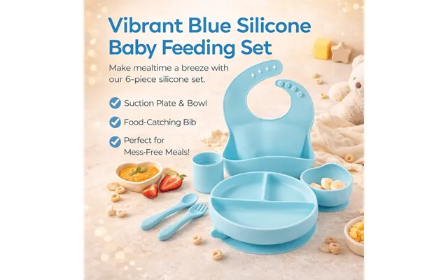 Baby Silicone Feeding Set 6pcs - Blue