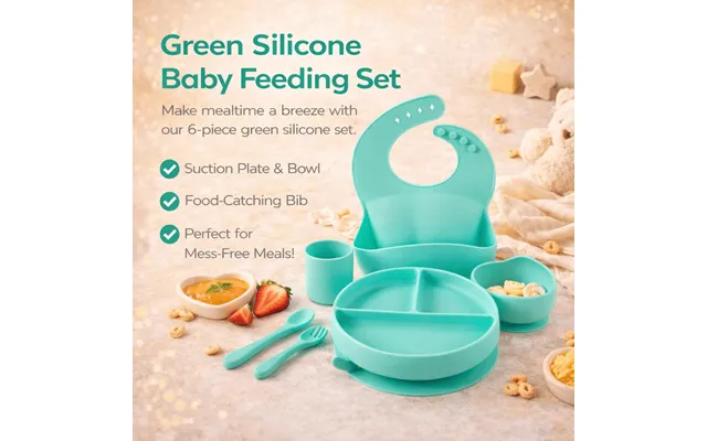 Baby Silicone Feeding Set 6pcs - Green