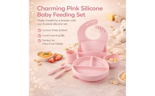 Baby Silicone Feeding Set 6pcs - Pink