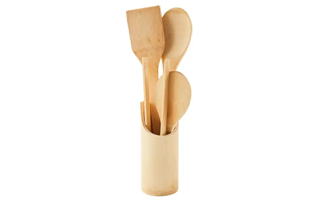 Bamboo Kitchen Utensils With Holder Set
