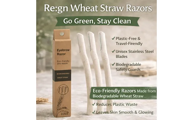 Biodegradable Eco Friendly Eyebrow Razors - Wheat Straw Razor Blades, 3 Pack product image