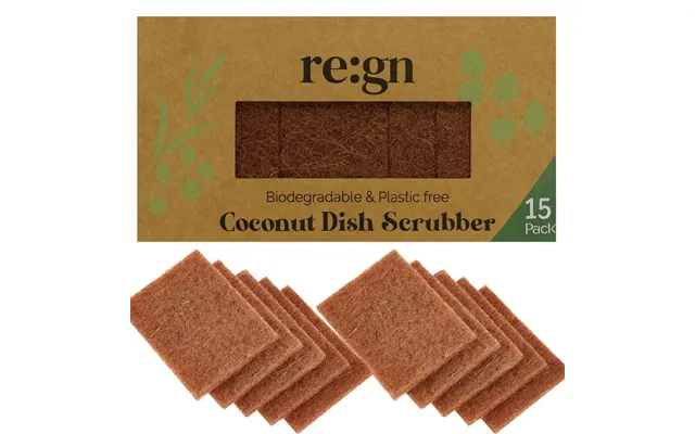 Coconut Kitchen Scourers Biodegradable & Plastic-free Cleaning Pads 5 Pack Or 15 Pack