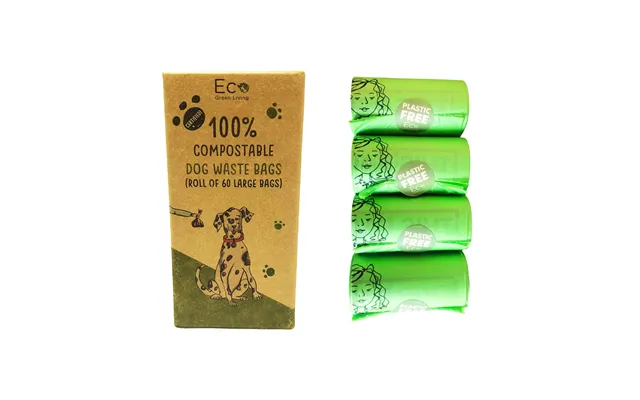 Compostable Biodegradable Eco Friendly Dog Waste Bags, Eco Waste Poo Disposal - 60 Large Pack