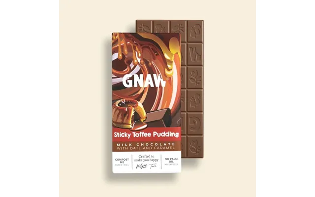 Gnaw Sticky Toffee Pudding Milk Chocolate Bar 80g Colombian Cocoa