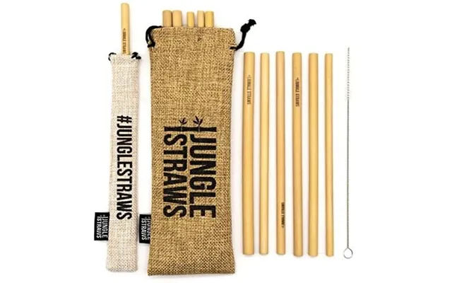 Jungle Straws Reusable Bamboo Straws - Set Of 12