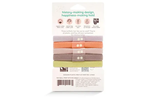 Kooshoo Bright Spark Organic Plastic-free Hair Ties 5 Pack