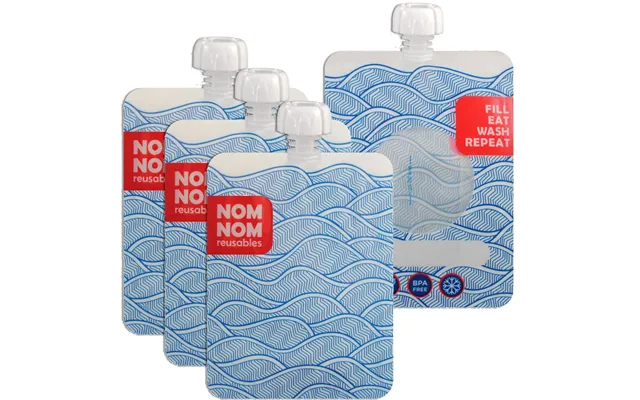 Nom Nom Kids Reusable Yogurt And Smoothie Pouches 4 Pack 250ml