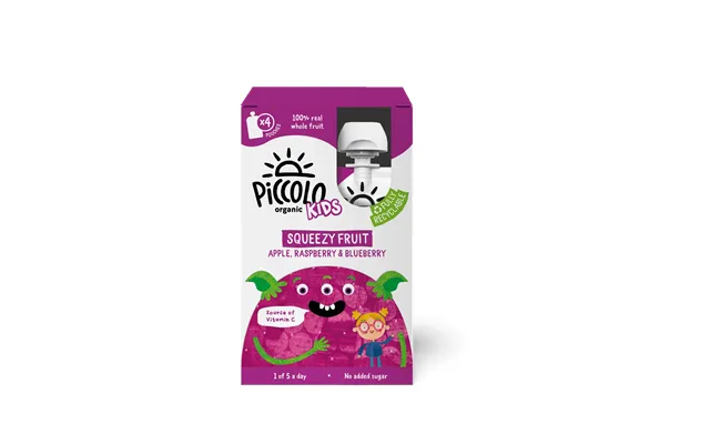 Piccolo Kids Squeezy Fruit Apple Raspberry & Blueberry 4 X 90g