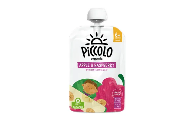 Piccolo Organic Apple & Raspberry Baby Food Pouch 100g 4m
