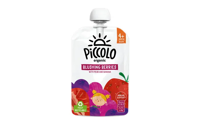 Piccolo Organic Blushing Berries Pear & Banana Baby Food 100g 4m