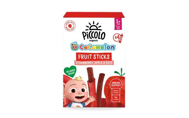 Piccolo Organic Strawberry Date Fruit Sticks 4 X 17g Baby Snack