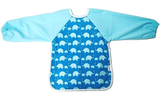 Premium Soft Long Sleeve Water Resistant Washable Bib Blue Elephant Design