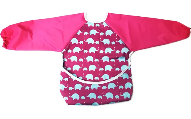 Premium Soft Long Sleeve Water Resistant Washable Bib Pink Elephant Design